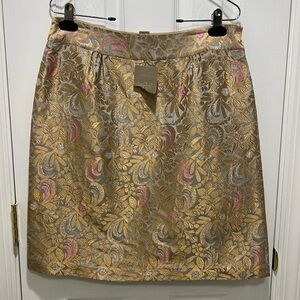 Anthropologie Elevenses Brocade Pencil Skirt Size 10 NWT - Metallic Gold Silver